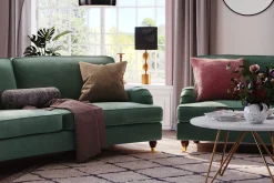Bloomington Velour Sofa & Fløyel Sofa-Howard Lyx 3-seters Svunget Fløyelssofa Mørkegrønn