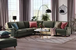 Bloomington Hjørnesofa-Howard Lyx 6-seters Venstrevendt L-formet Hjørnesofa i Manchester Mørkegrønn