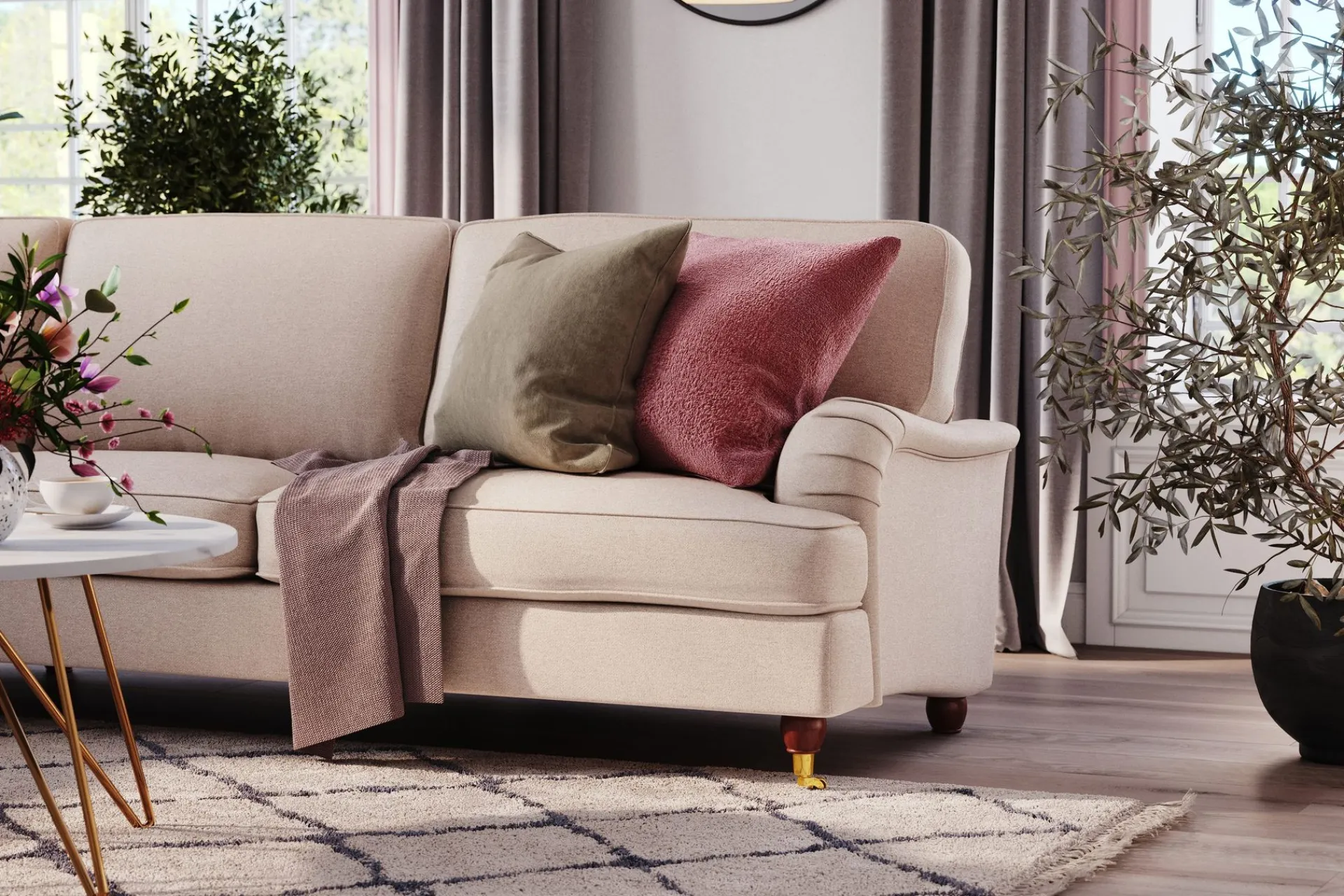Bloomington Hjørnesofa-Howard Lyx 6-seters Venstrevendt L-formet Hjørnesofa i Stoff Beige