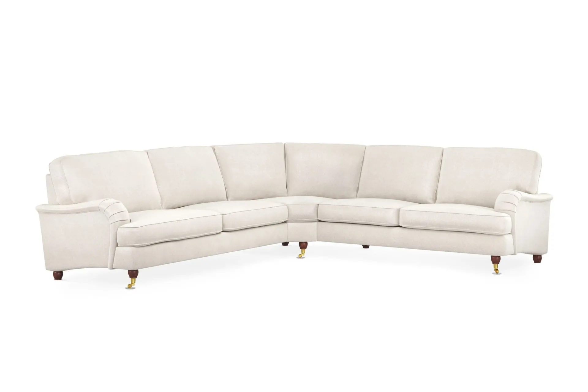 Bloomington Hjørnesofa|Velour Sofa & Fløyel Sofa-Howard Lyx 6-seters Venstrevendt L-formet Hjørnesofa i Fløyel Cremehvit