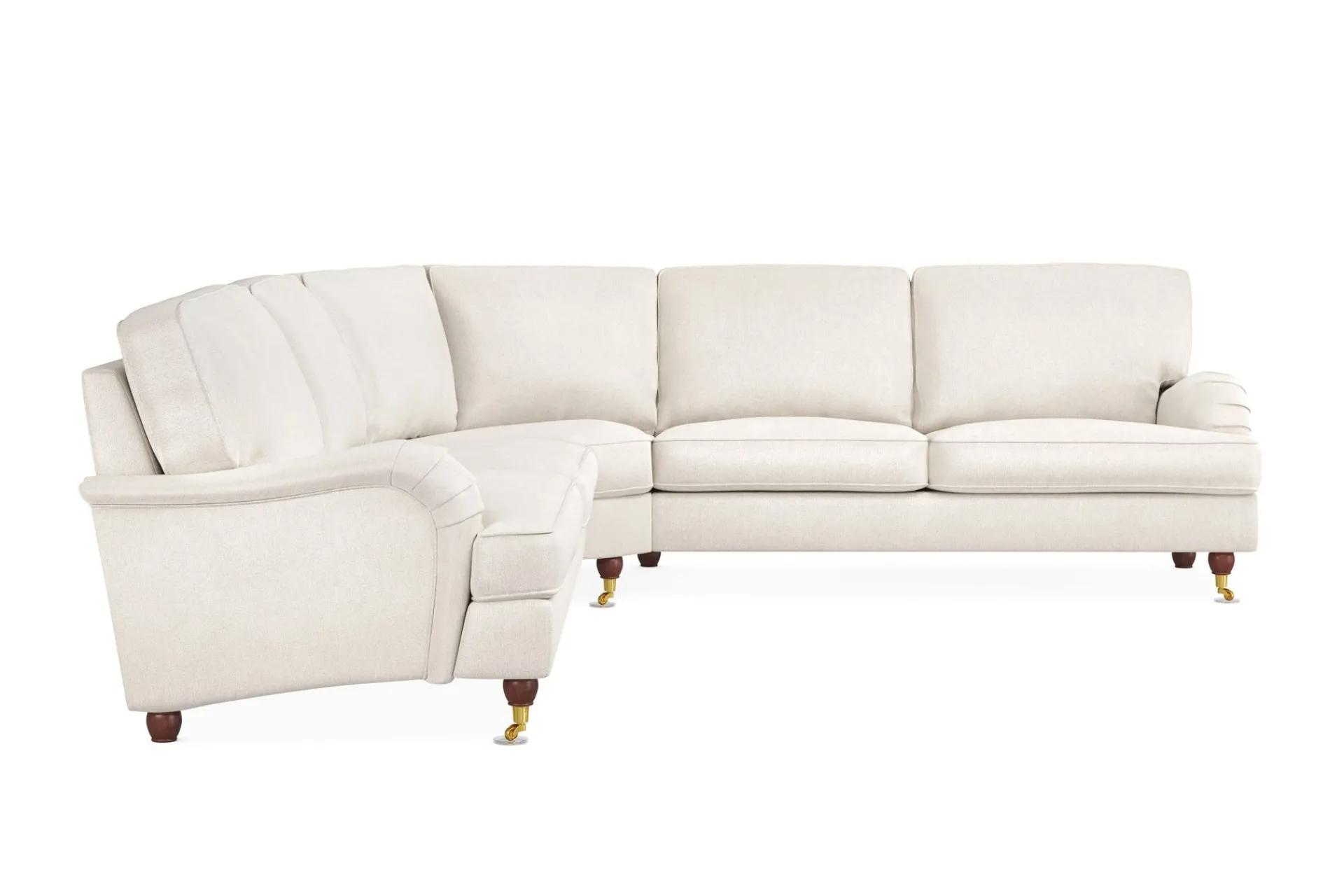 Bloomington Hjørnesofa|Velour Sofa & Fløyel Sofa-Howard Lyx 6-seters Venstrevendt L-formet Hjørnesofa i Fløyel Cremehvit