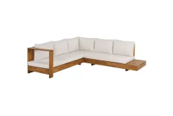 Hörnsoffa Beliani Marettimo Light wood||White