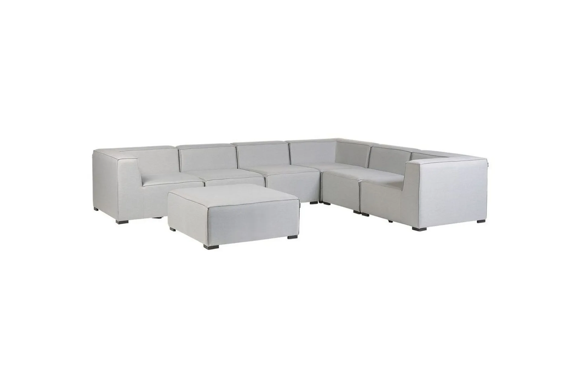 Lounge Sofa|Lounge Sofa-Hörnsoffa med fotpall Beliani Arezzo Beige/svart, Högervänd Grey, Black Right-faced Grey,Svart