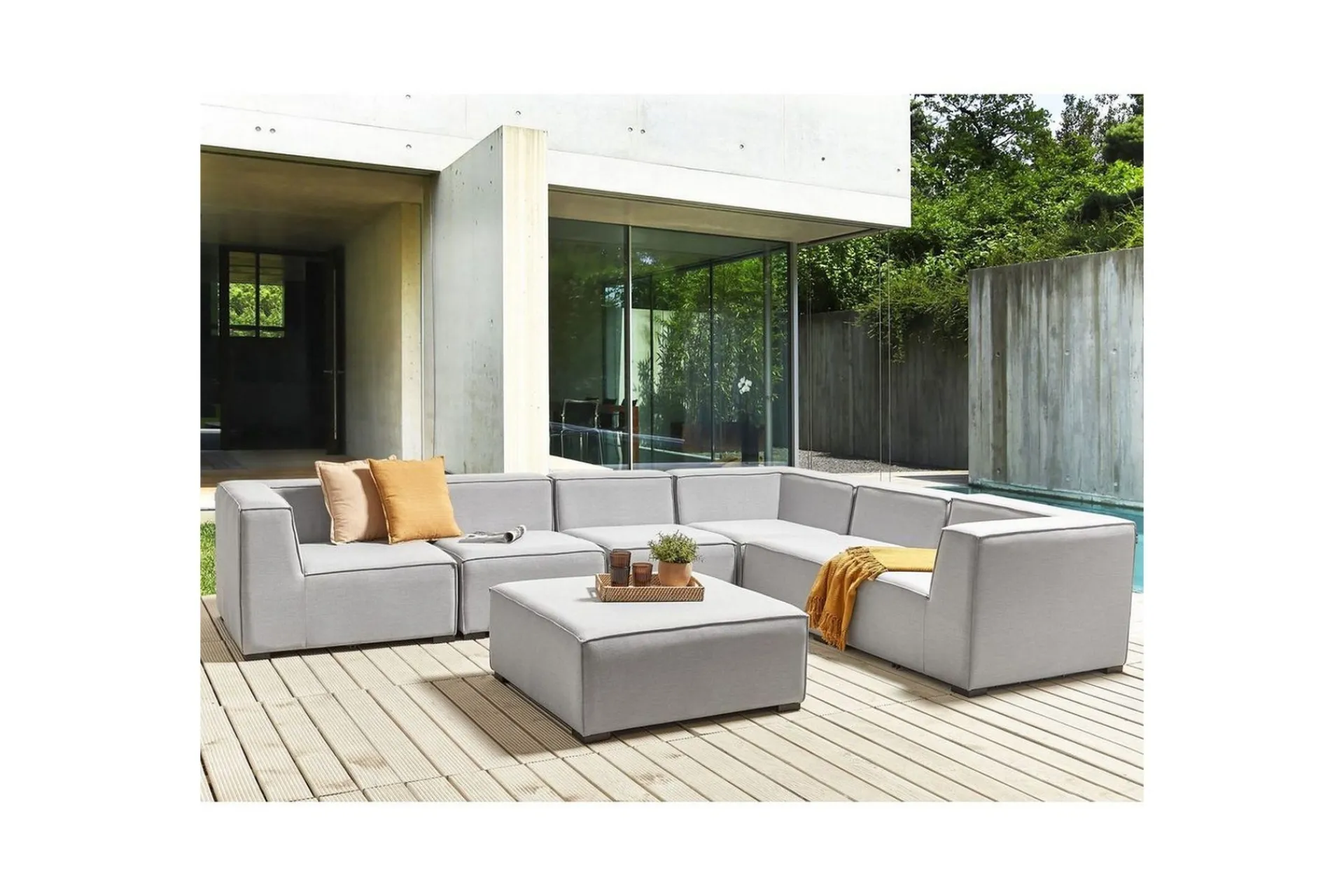 Lounge Sofa|Lounge Sofa-Hörnsoffa med fotpall Beliani Arezzo Beige/svart, Högervänd Grey, Black Right-faced Grey,Svart