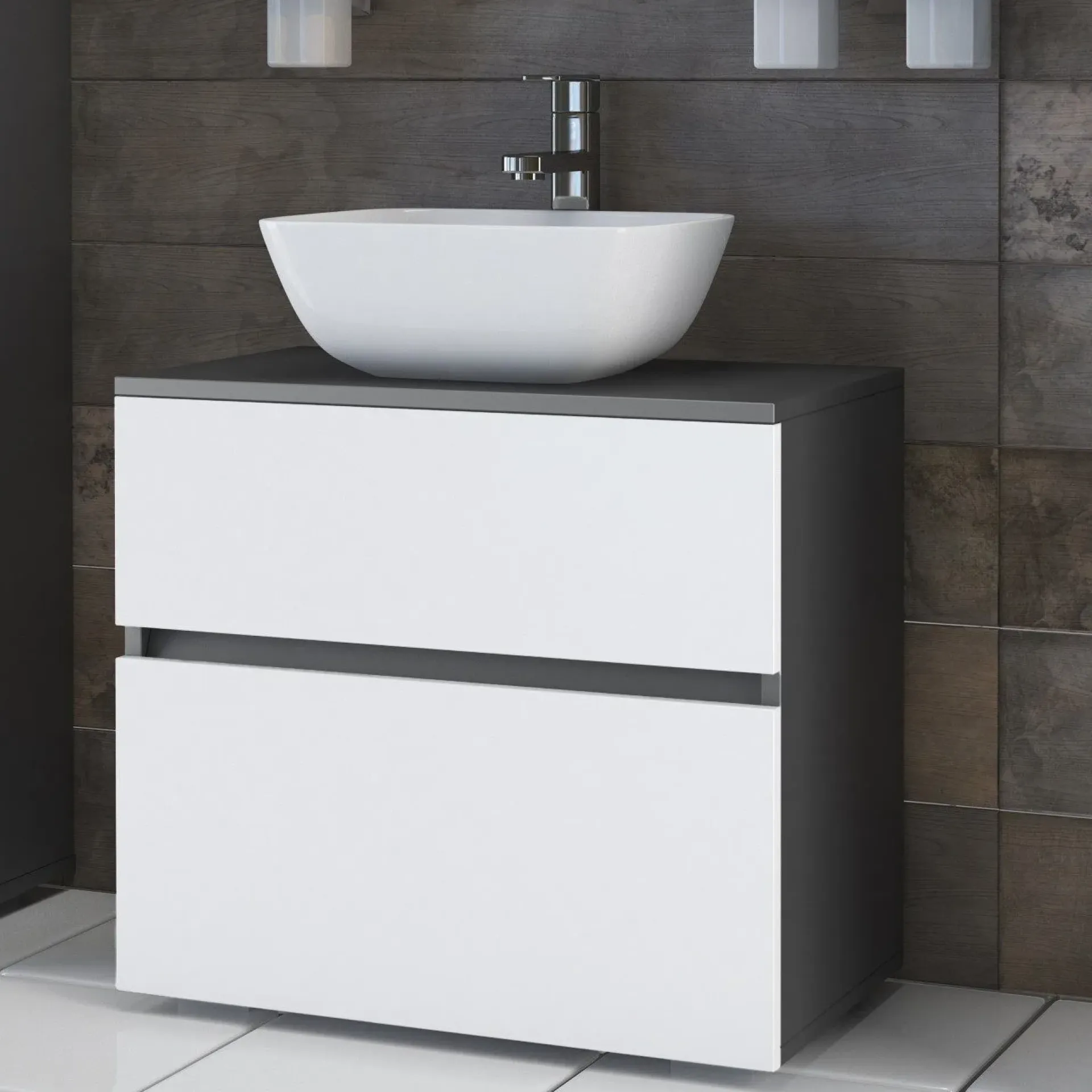 Baderom-Hudnall Servantskap 60x35 cm Hvit,Antracit