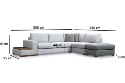 Sofa Med Sjeselong-Huelva Divansofa Grey