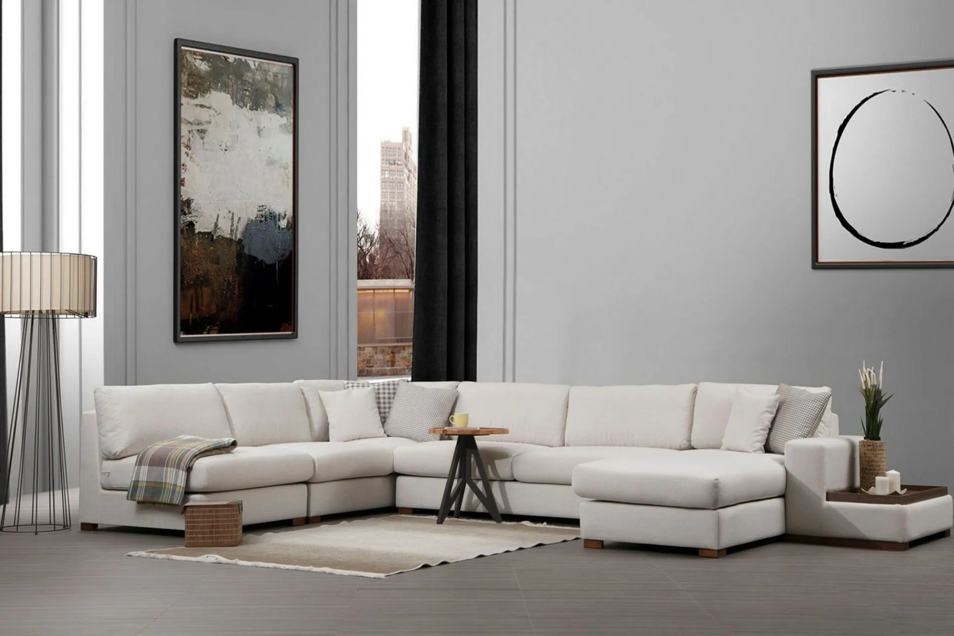 Sofa Med Sjeselong-Huelva Divansofa Beige