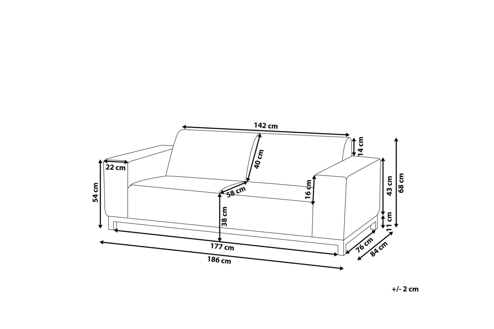 Hughen 3-seters Sofa