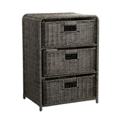 Oppbevaringskrukke|Kurver-Hylle med 3 kurver HOME4YOU Basile 40x30x56 cm Mørk