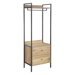 Hattehylle|Hattehylle-Hylle til entré HOME4YOU Hannes 64x40x180 cm rustikk melamin med skuffer brun