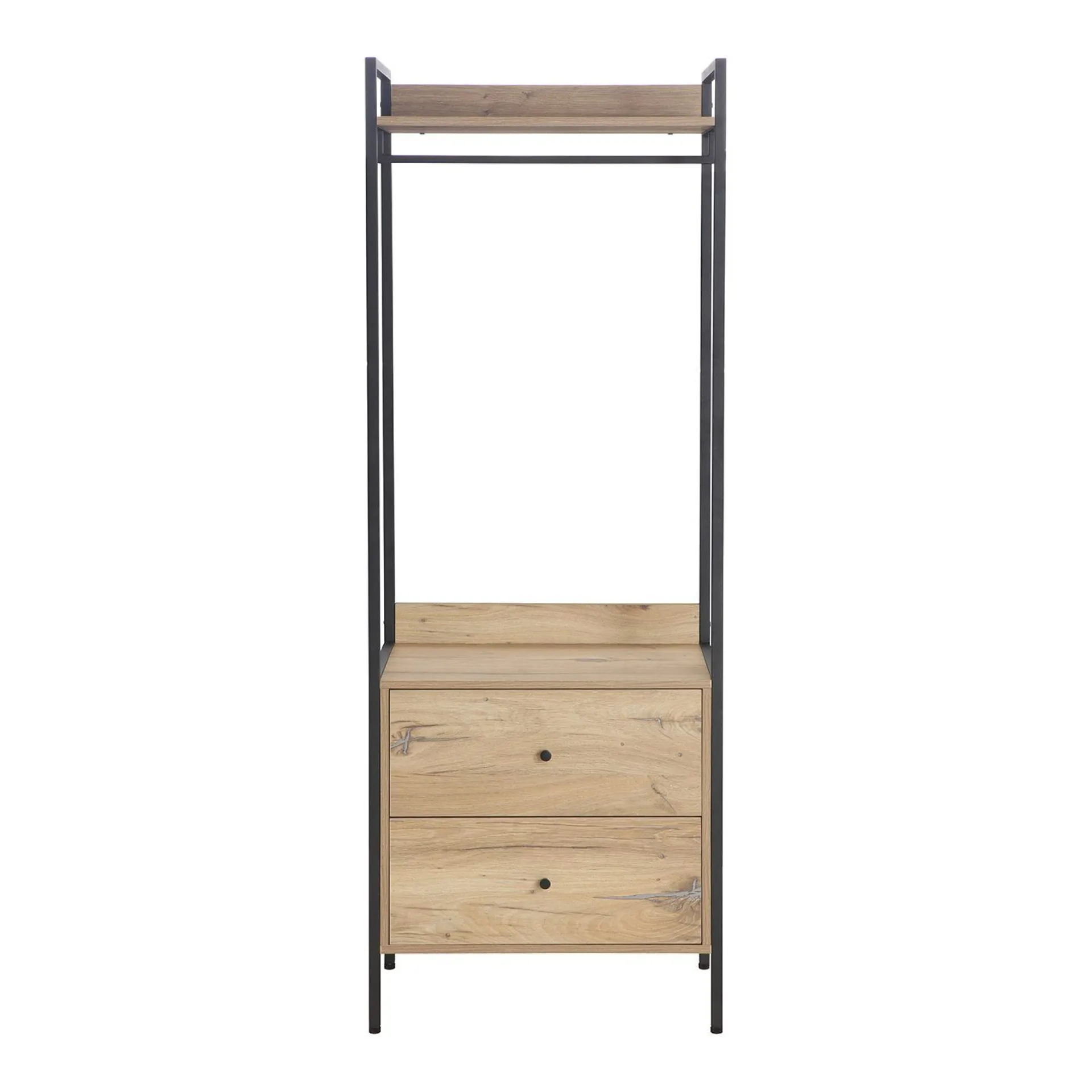 Hattehylle|Hattehylle-Hylle til entré HOME4YOU Hannes 64x40x180 cm rustikk melamin med skuffer brun