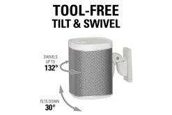 Mediestativ & Veggfeste-Høyttalerfeste Sanus for Sonos One SL Play:1 og Play:3 Hvit