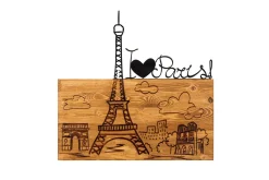Skilt-I Love You Paris Veggdekor Svart/Valnøtt