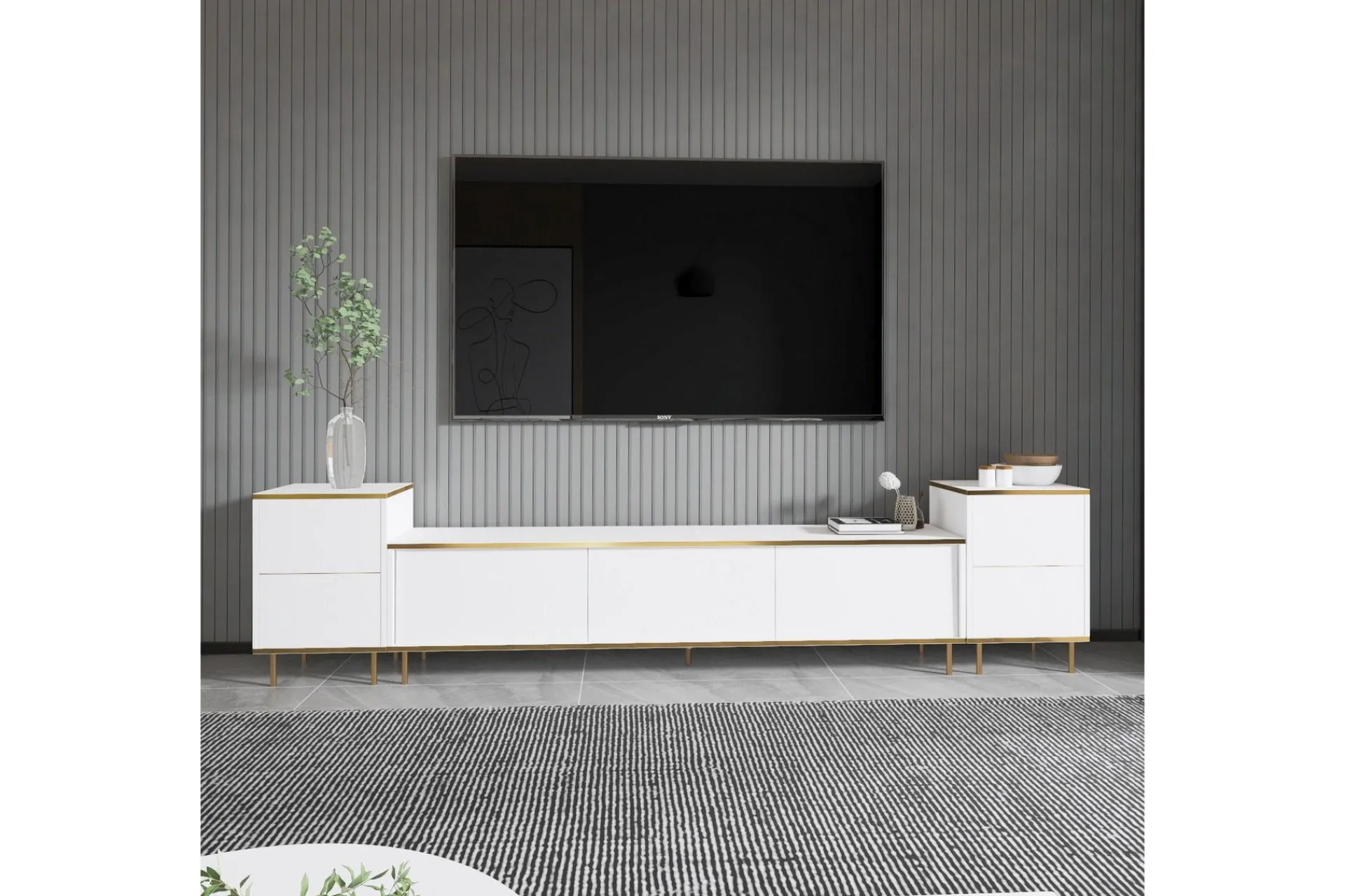 Tv-Benk & Mediabenk-Imaj TV-benk 180 cm Hvit,Gull
