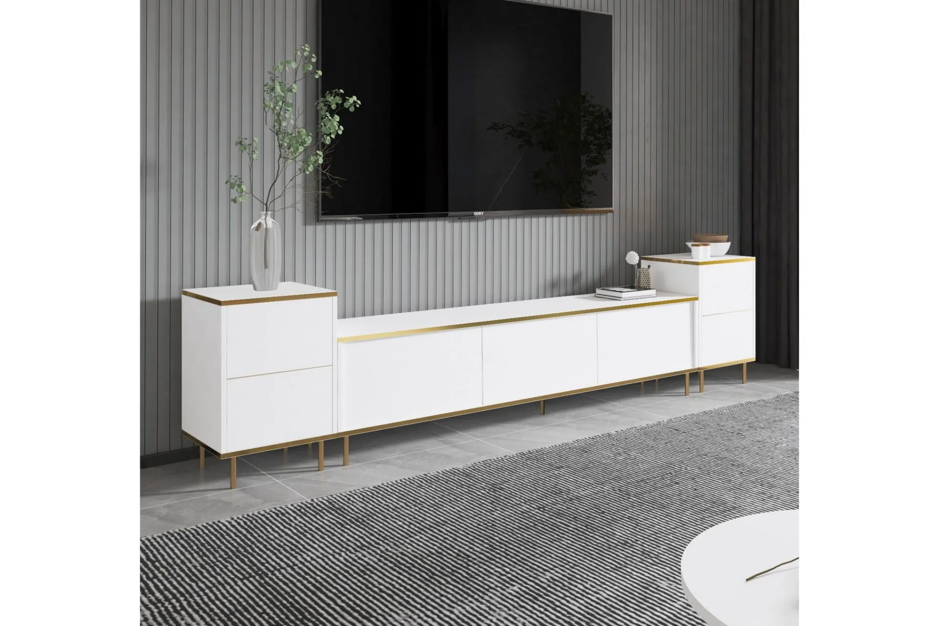 Tv-Benk & Mediabenk-Imaj TV-benk 180 cm Hvit,Gull