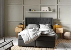 Kontinentalsenger|Komplett Sengepakke-Imperia Komplett Sengpakke 210x210 cm Kontinentalseng med gavl Mørkegrå