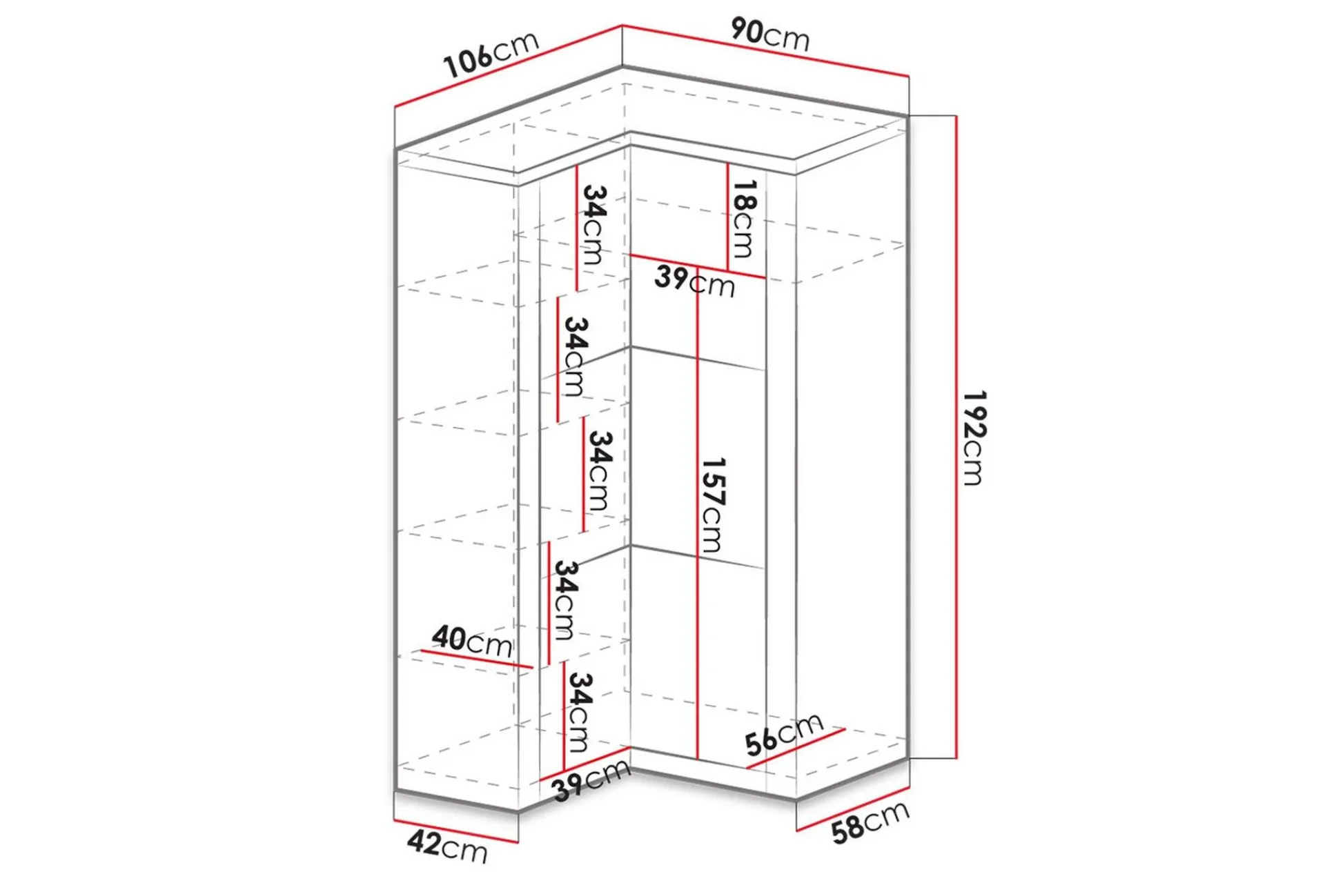 Garderober & Garderobesystem-Indianapolis Garderobe 106x58x192 cm Ask