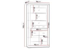 Vitrineskap|Skap-Indianapolis Vitrineskap 96x42x192 cm Hvit