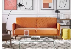 Velour Sofa & Fløyel Sofa-Induja 3-seters Sovesofa Orange