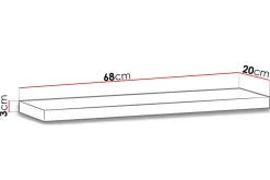 Vegghylle-Ines Hylle 20x68 cm Svart