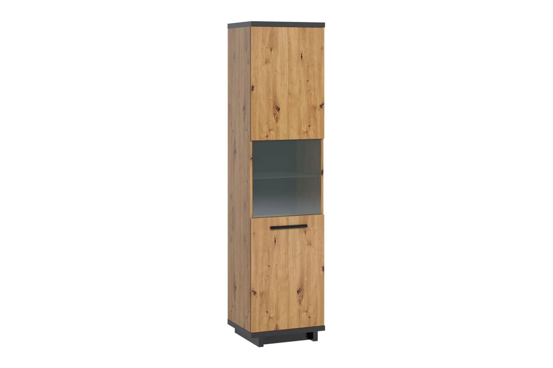 Vitrineskap|Skap-Ines Vitrineskap 40x51 cm LED-belysning Svart,Tre/Natur