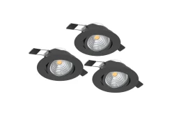Eglo Spotlights & Downlights-Innfelt Lampe Saliceto 3 stk Ø88 mm 2700K Svart