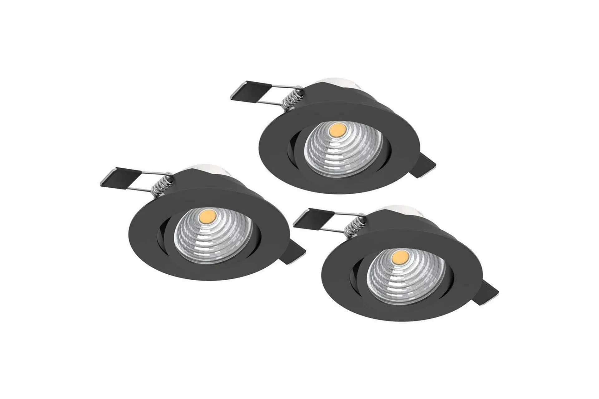 Eglo Spotlights & Downlights-Innfelt Lampe Saliceto 3 stk Ø88 mm 2700K Svart