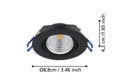 Eglo Spotlights & Downlights-Innfelt Lampe Saliceto 3 stk Ø88 mm 2700K Svart