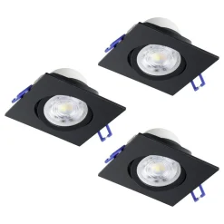 Spotlights & Downlights-Innfelt lampe Saliceto 88x88 mm 4000K Sett av 3 Svart