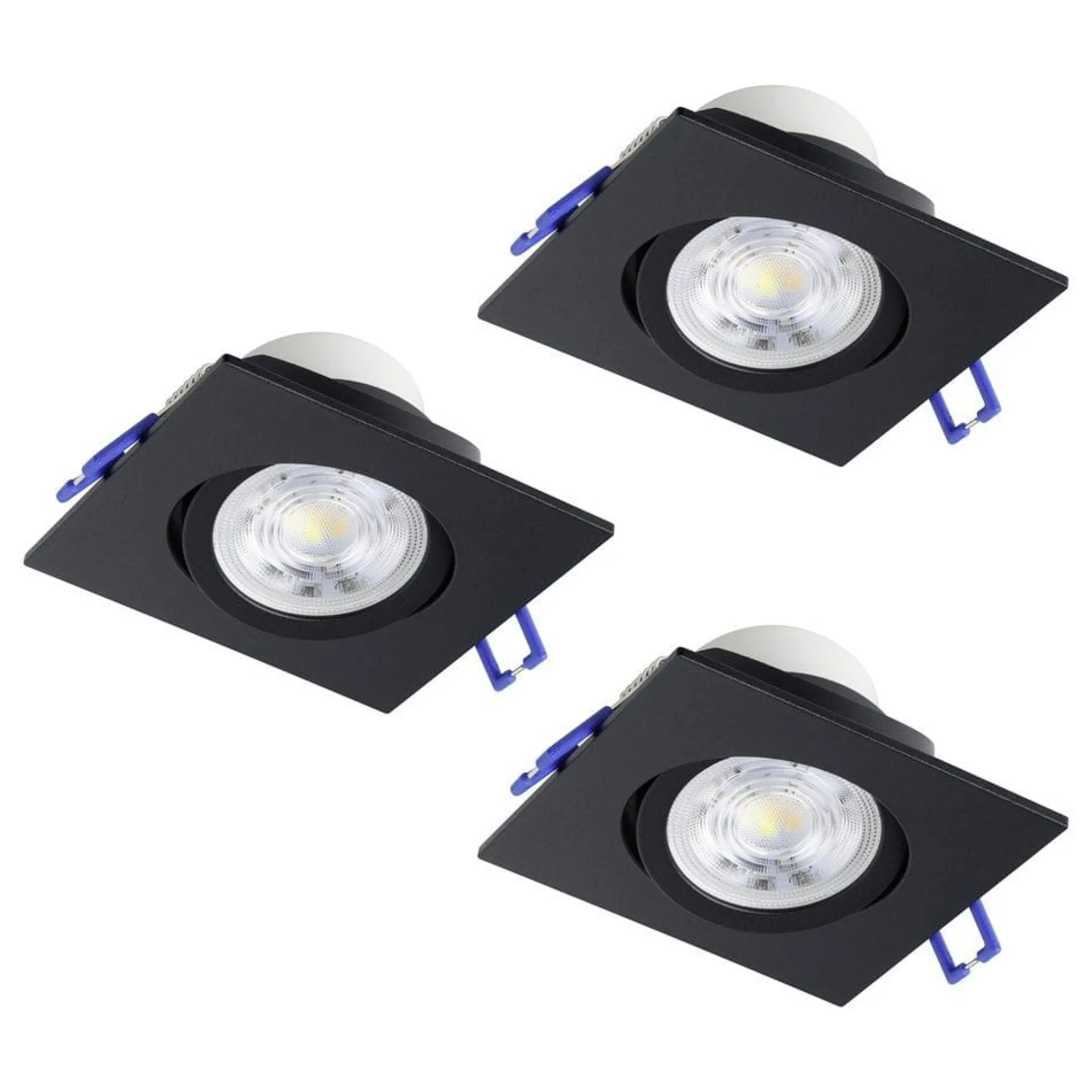 Spotlights & Downlights-Innfelt lampe Saliceto 88x88 mm 4000K Sett av 3 Svart