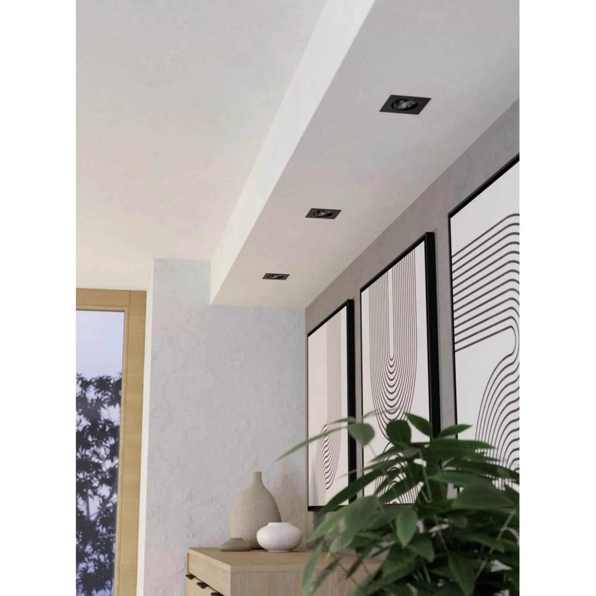 Spotlights & Downlights-Innfelt lampe Saliceto 88x88 mm 4000K Sett av 3 Svart