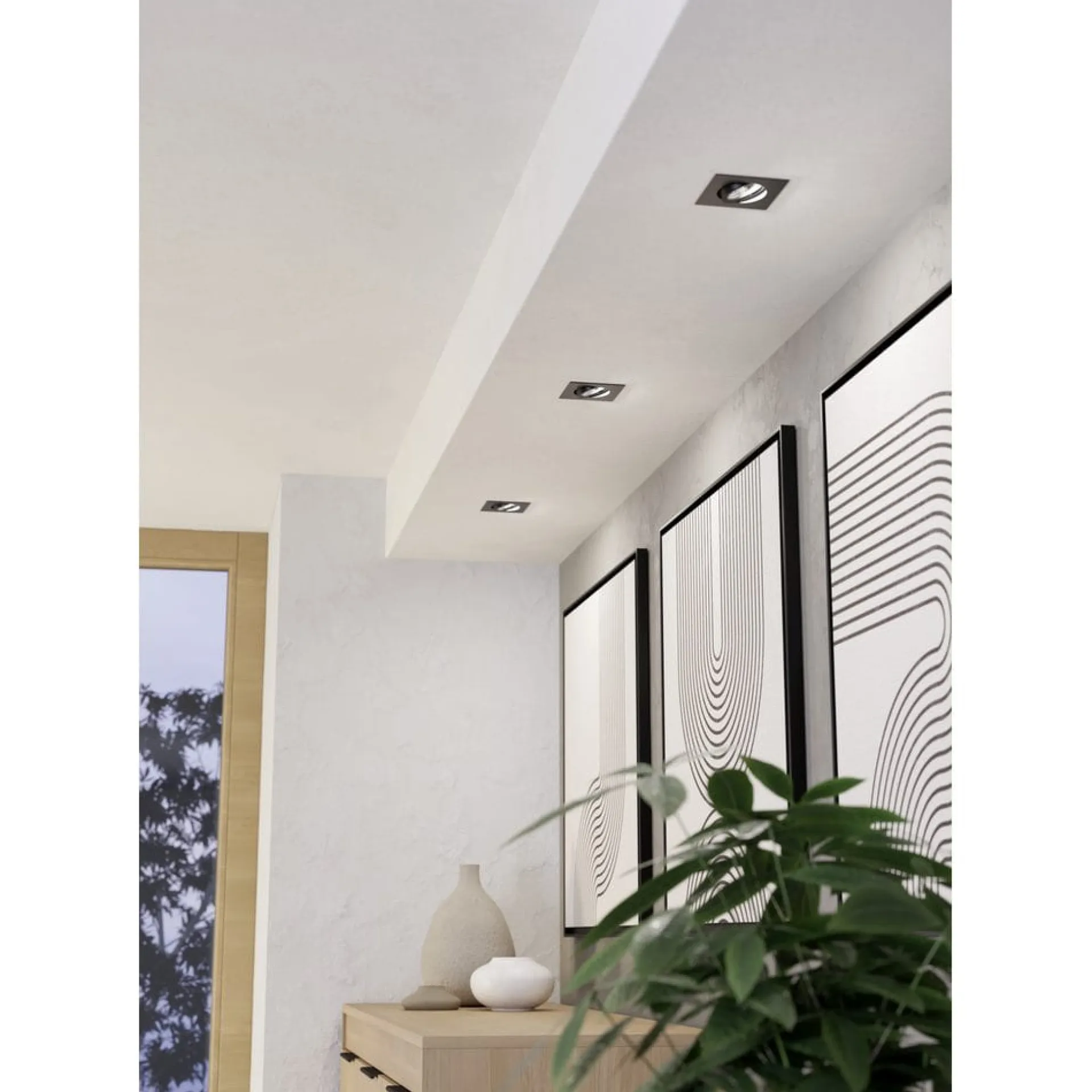 Spotlights & Downlights-Innfelt lampe Saliceto 88x88 mm 4000K Sett av 3 Svart