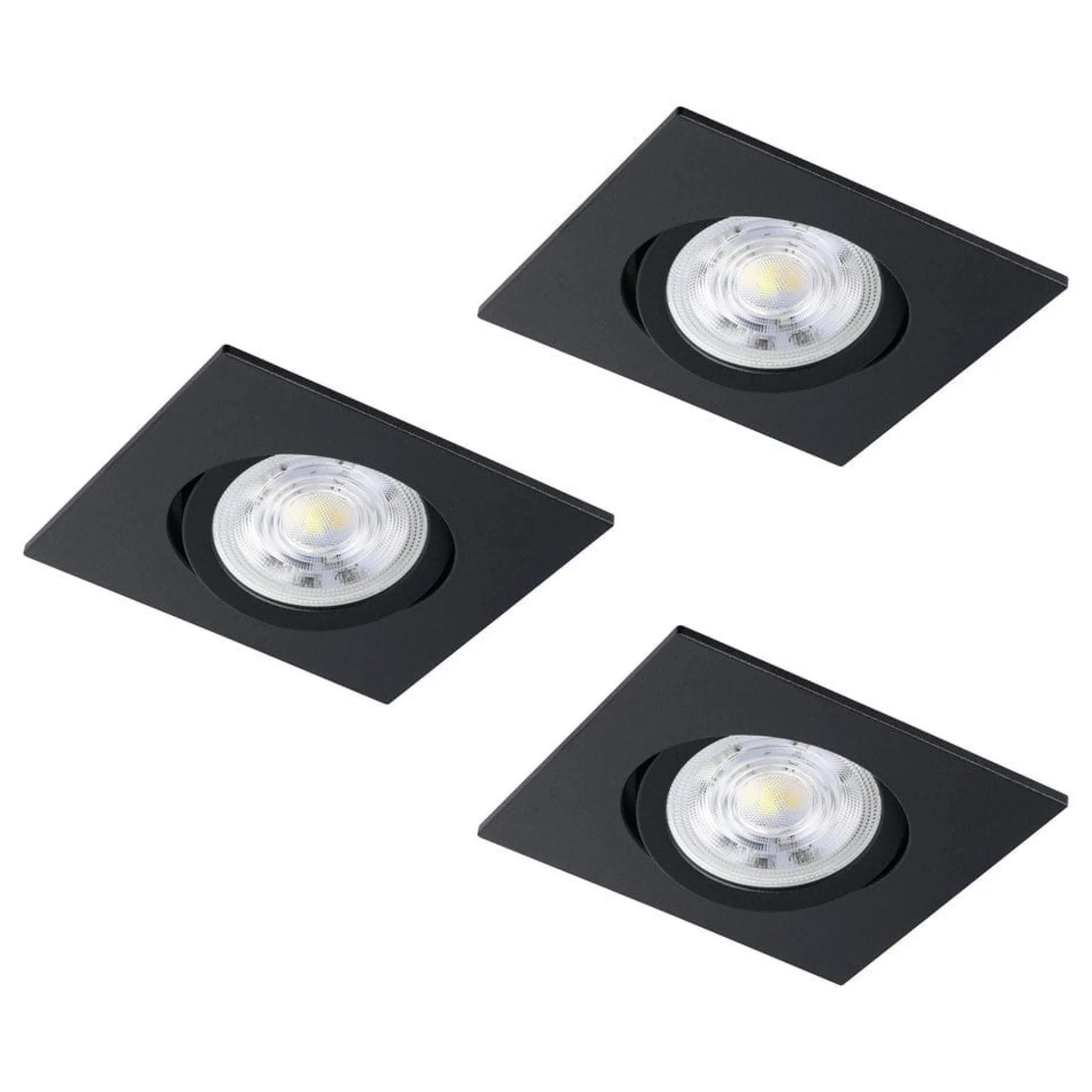 Spotlights & Downlights-Innfelt lampe Saliceto 88x88 mm 4000K Sett av 3 Svart