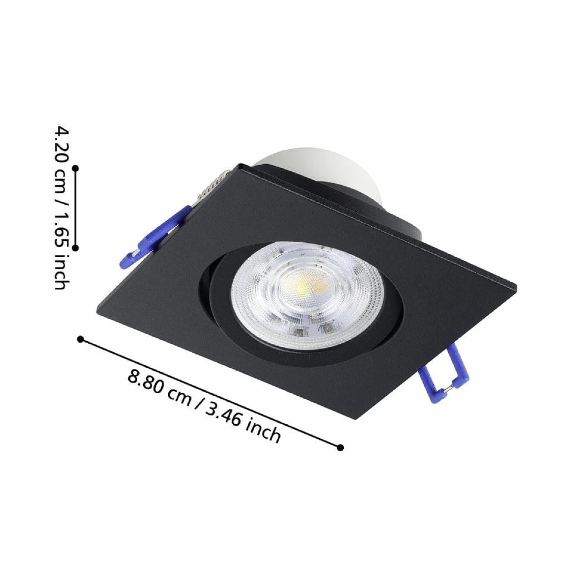Spotlights & Downlights-Innfelt lampe Saliceto 88x88 mm 4000K Sett av 3 Svart