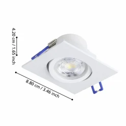 Innfelt lampe Saliceto 88x88 mm 2700K Sett av 3