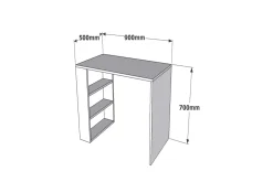 Kontorbord-Irbene Skrivebord 90 cm med Oppbevaring 3 Hyller Hvit
