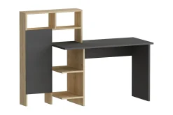 Kontorbord-Irbene Skrivebord 135 cm med Oppbevaring Hyller + Skap Natur,Antracit