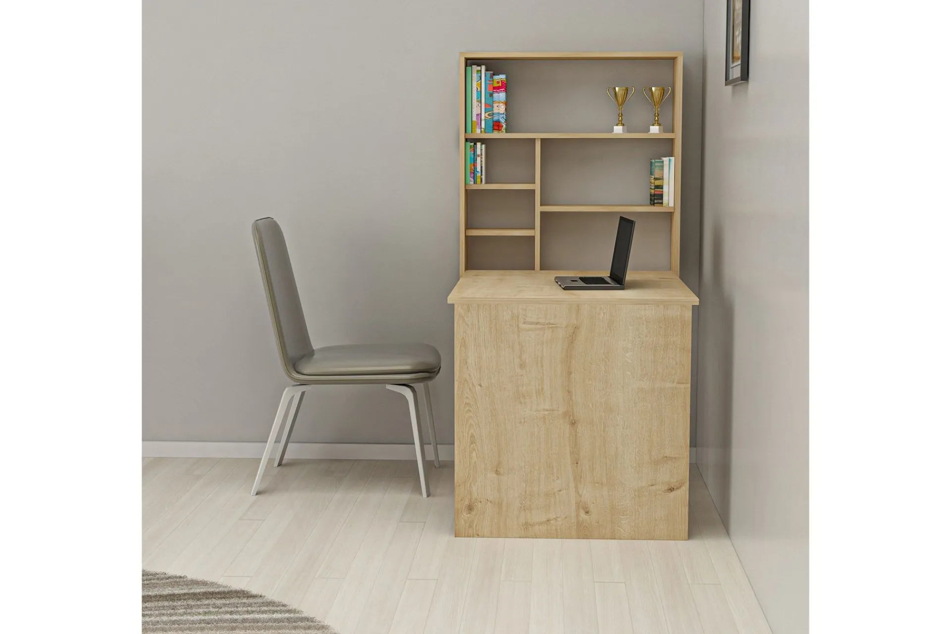 Irbene Veggskrivebord 59 cm med Oppbevaring Hylle