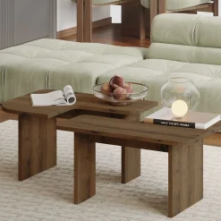 Sofabord-Iris Sofabordsett 90x35x45 cm Antikk valnøtt
