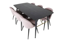 Venture Home Spisegrupper-Irunea Forlengningsbar Spisegruppe 180 cm inkl. 6 Valeri Sto Svart