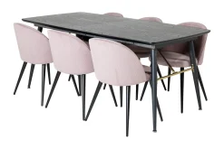 Venture Home Spisegrupper-Irunea Forlengningsbar Spisegruppe 180 cm inkl. 6 Valeri Sto Svart