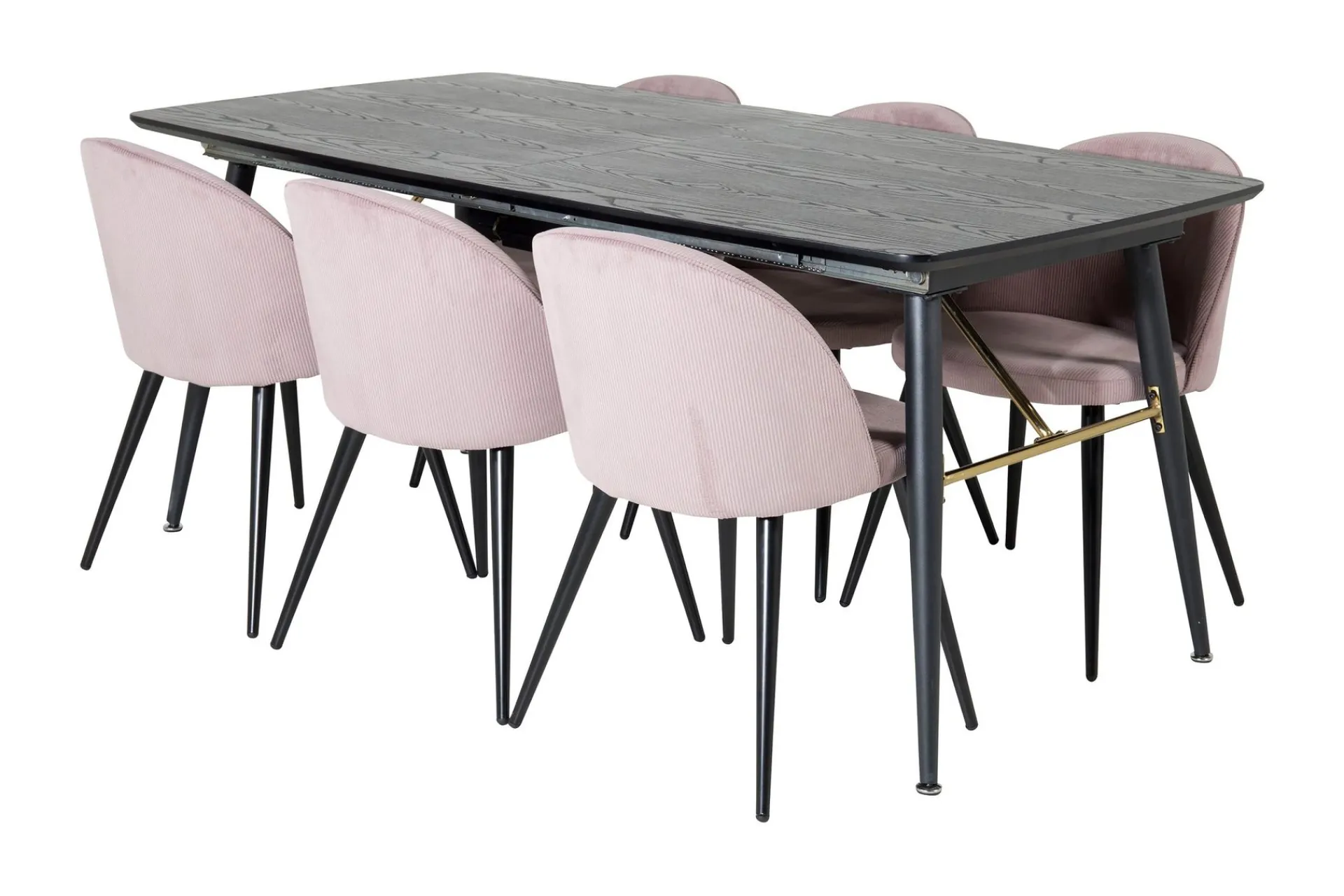 Venture Home Spisegrupper-Irunea Forlengningsbar Spisegruppe 180 cm inkl. 6 Valeri Sto Svart