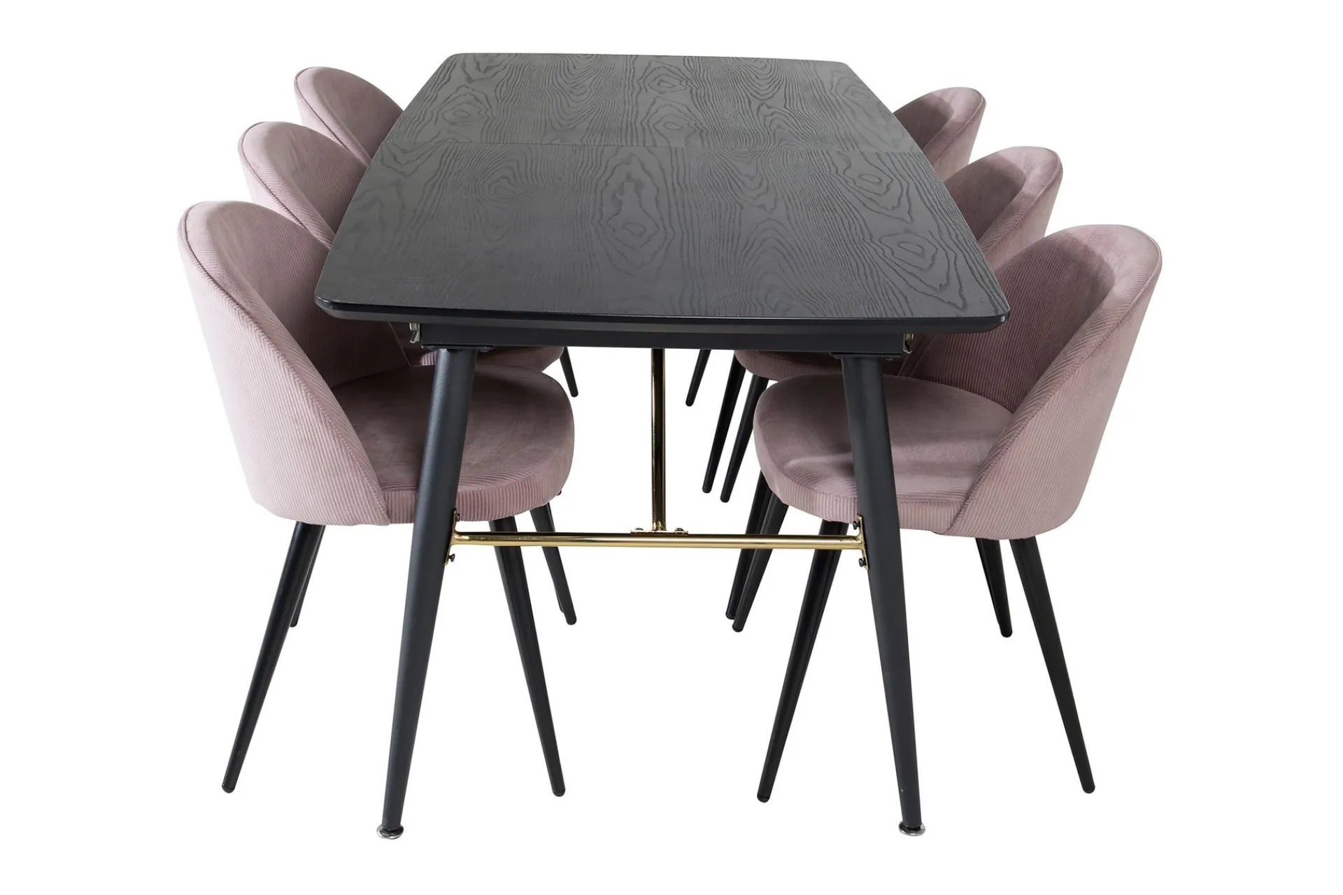 Venture Home Spisegrupper-Irunea Forlengningsbar Spisegruppe 180 cm inkl. 6 Valeri Sto Svart