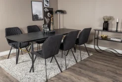 Venture Home Spisegrupper-Irunea Forlengningsbar Spisegruppe 180 cm inkl. 6 Sumoas Sto Svart