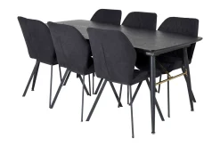 Venture Home Spisegrupper-Irunea Forlengningsbar Spisegruppe 180 cm inkl. 6 Sumoas Sto Svart