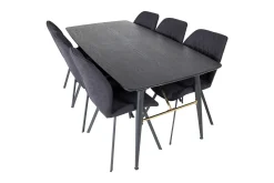 Venture Home Spisegrupper-Irunea Forlengningsbar Spisegruppe 180 cm inkl. 6 Sumoas Sto Svart