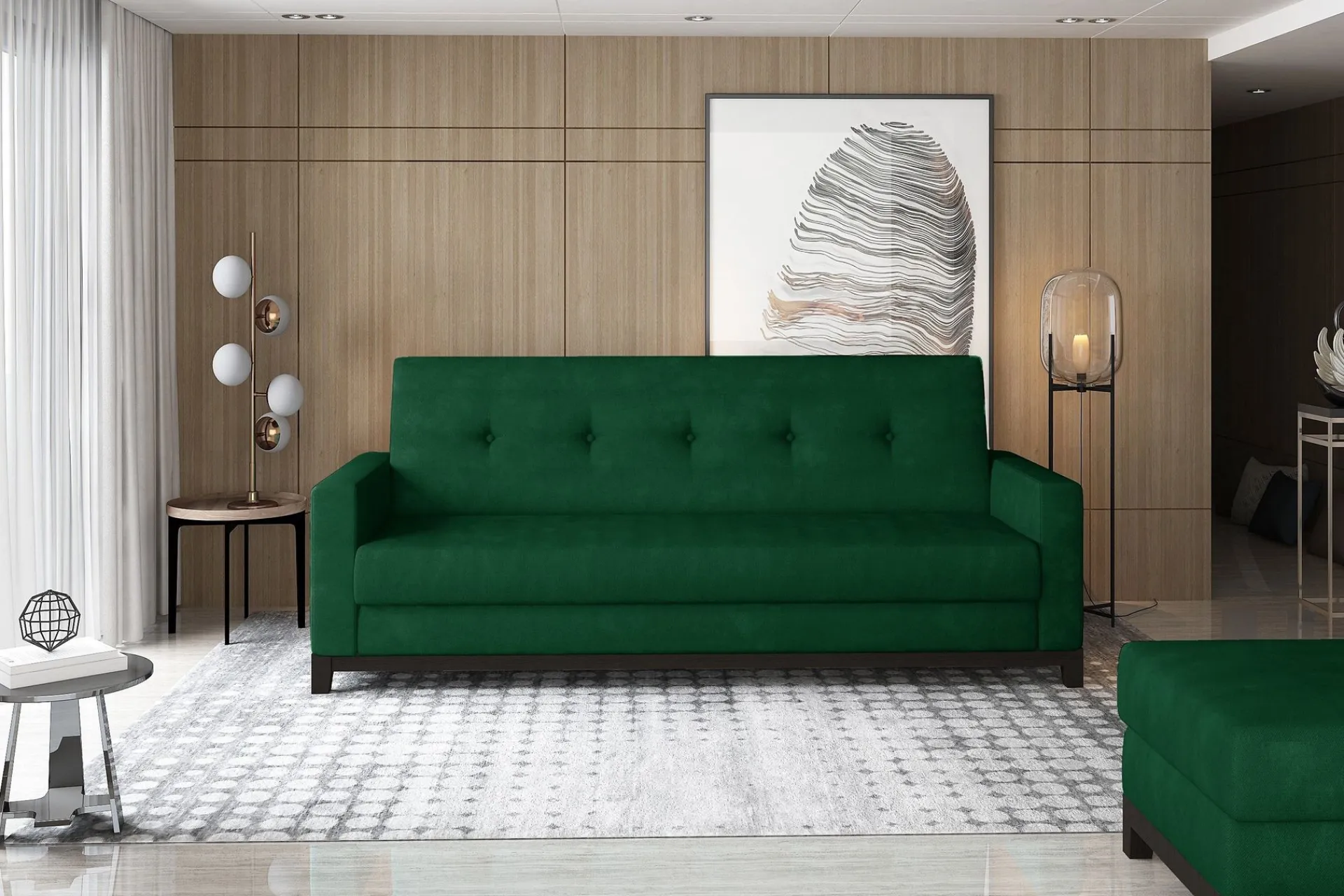 Velour Sofa & Fløyel Sofa-Iselene 2-seter Sovesofa Grønn