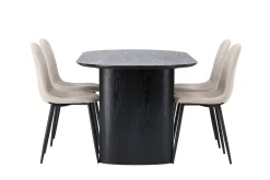 Venture Home Spisegrupper-Isolde Spisegruppe 180 cm Oval med 4 Polar Stoler Beige,Svart