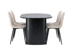 Venture Home Spisegrupper-Isolde Spisegruppe 180 cm Oval med 4 Polar Stoler Beige,Svart