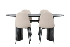 Venture Home Spisegrupper-Isolde Spisegruppe 180 cm Oval med 4 Polar Stoler Beige,Svart